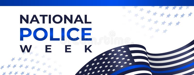 Nationale Polizeiwoche Horizontalbanner Vector-Illustration mit der Flagge der US-Polizei, abstrakten Elementen und der Inschrift vektor abbildung