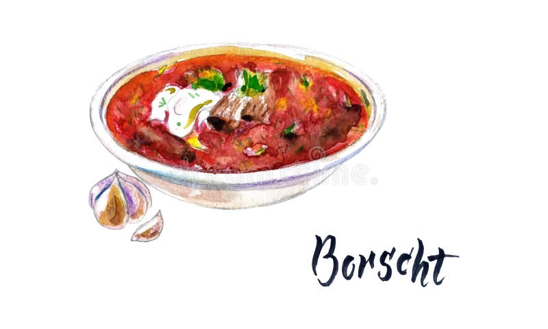 Nationale ukrainische Mangoldsuppe vektor abbildung Nationale ukrainische Mangoldsuppe vektor abbildung