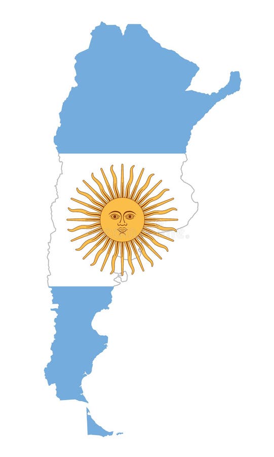Nationale vlag van Argentinië in landsilhouette royalty-vrije illustratie