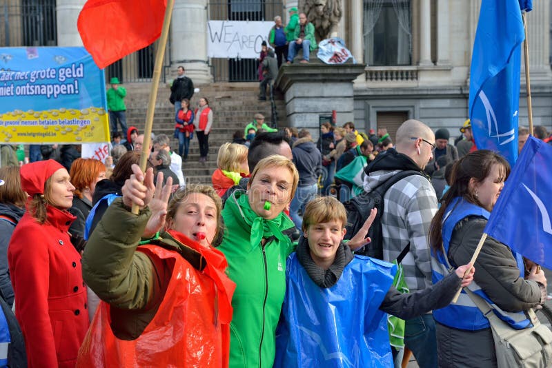 Nationale Äusserung gegen die Strengemaßnahmen eingeführt von der belgischen Regierung stockbild Nationale Äusserung gegen die Strengemaßnahmen eingeführt von der belgischen Regierung stockbild