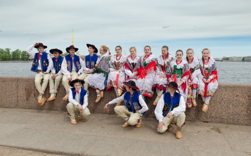 The Nationalities Ball participants: Polish folk dance ensemble `Gaik`. stock photography The Nationalities Ball participants: Polish folk dance ensemble `Gaik`. stock photography