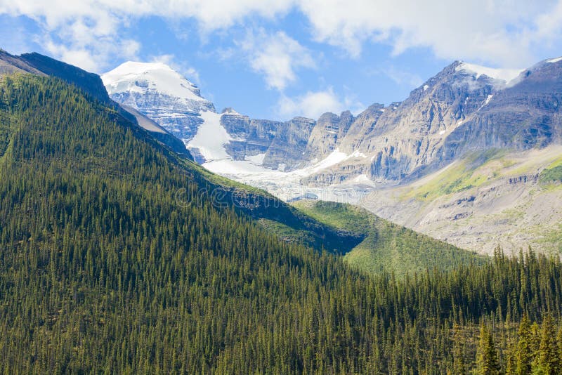 Nationalpark West-Kanada Britisch-Kolumbien Berg- maligne Seegletscheransichtbanffs lizenzfreies stockbild Nationalpark West-Kanada Britisch-Kolumbien Berg- maligne Seegletscheransichtbanffs lizenzfreies stockbild