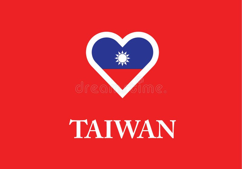 Nationell flagga för den taiwanska hjärtformen vektor illustrationer