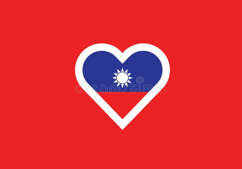 Nationell flagga för den taiwanska hjärtformen stock illustrationer