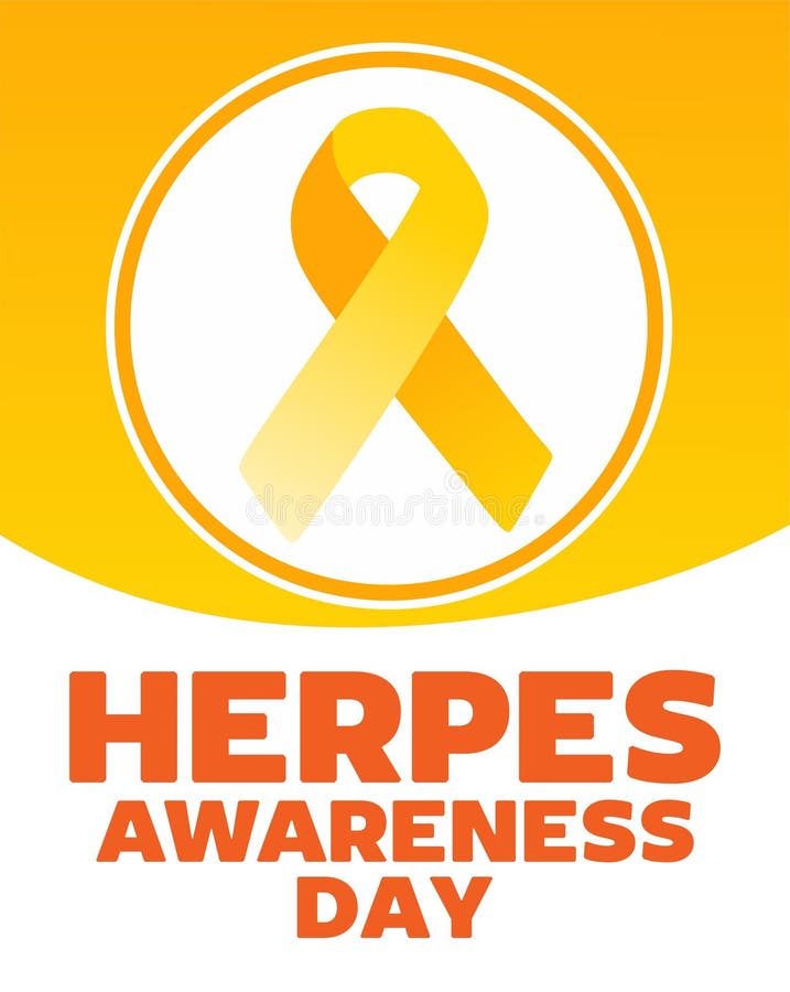 Nationell informationsdag om herpes med gult band stock illustrationer