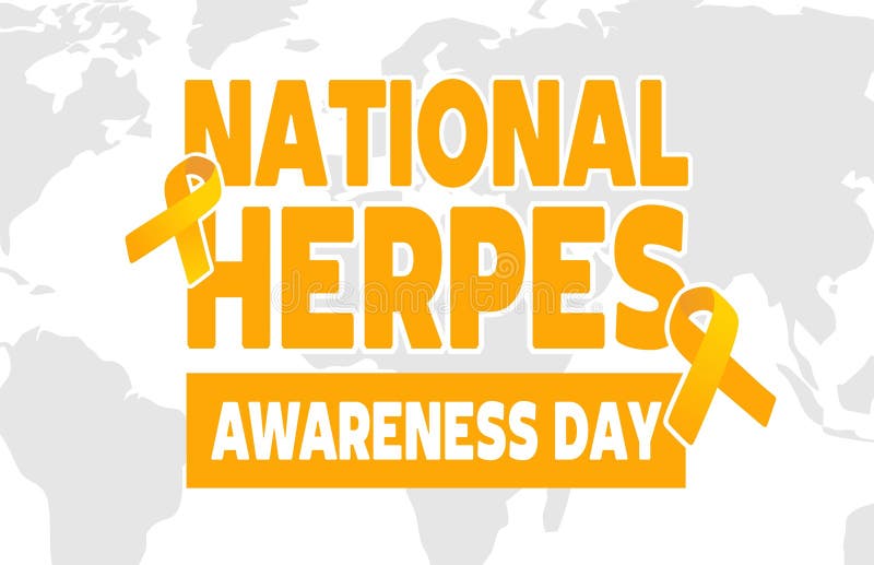 Nationell informationsdag om herpes med gult band stock illustrationer
