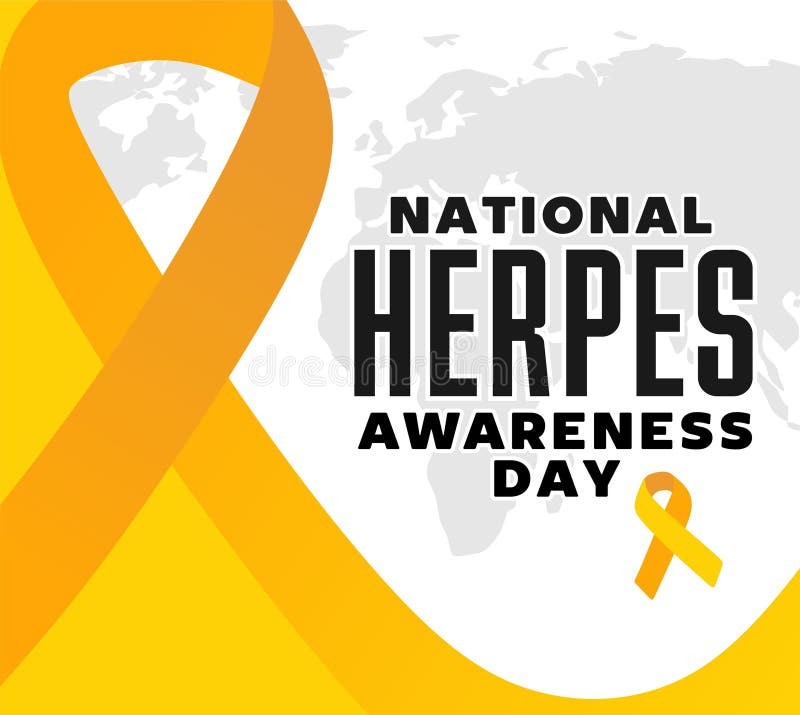 Nationell informationsdag om herpes med gult band royaltyfri illustrationer
