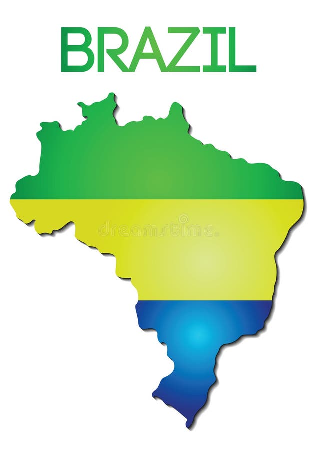Nationsflaggafärg av Brasilien i översiktslutningdesign vektor illustrationer Nationsflaggafärg av Brasilien i översiktslutningdesign vektor illustrationer