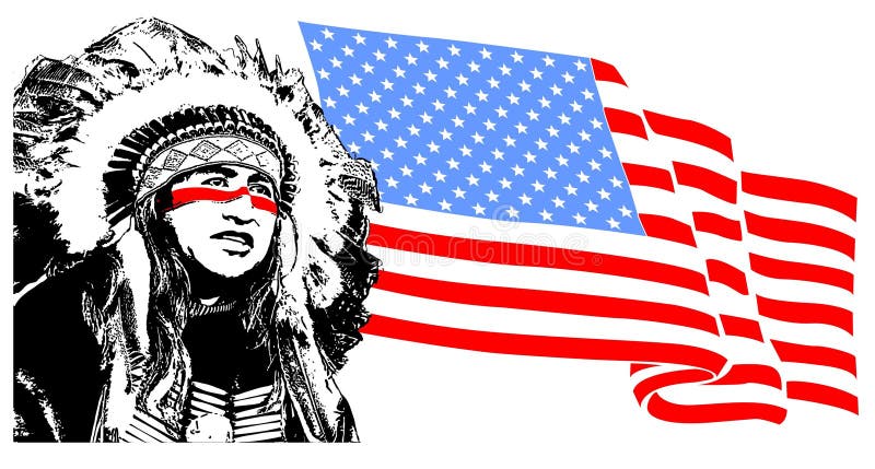 Native indian portrait people illustration. American indian warrior profile vectors