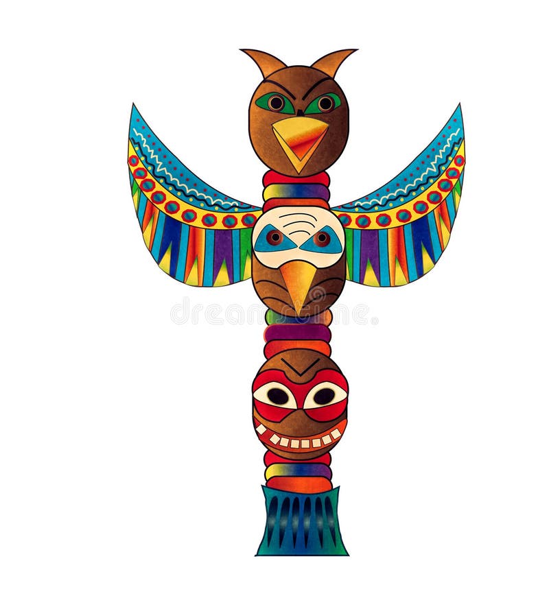 METAL MAGNET Native American Indian Totem Pole Bird Owl MAGNET