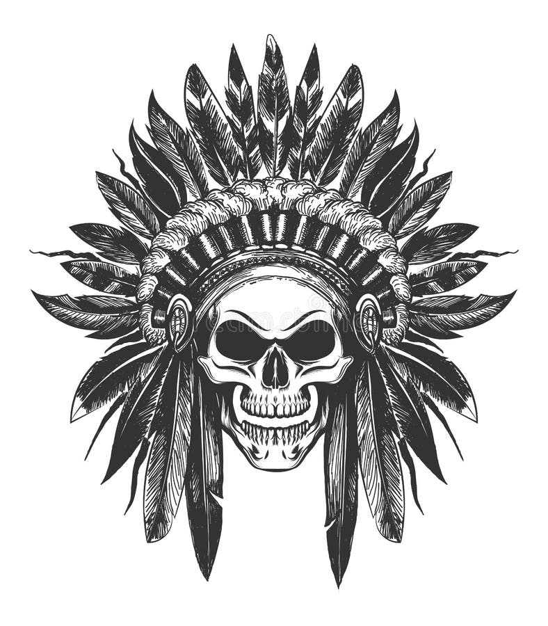 Illustration Of American Indian Skull Stock Vector - Illustration of ...