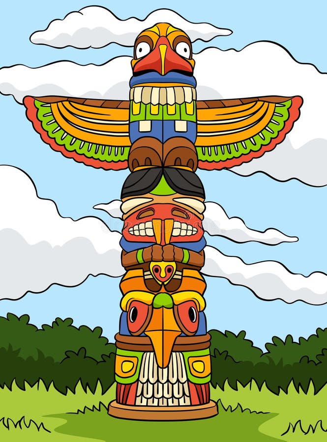 Native American Indian Totem Colored Cartoon Stock Vector ...