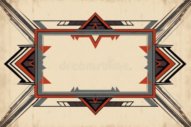 Native american style frame with red black and white geometric designs stock illustration