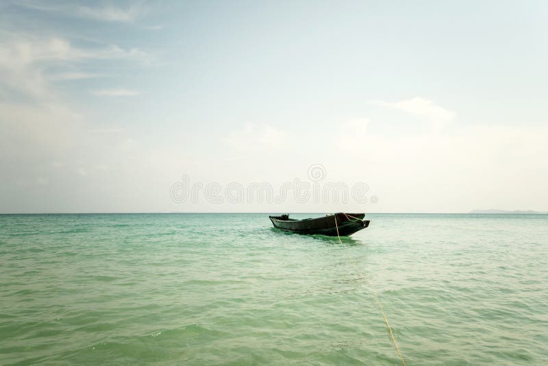 Native Dominican Republic Island Wooden Fishing Boat Full Stock