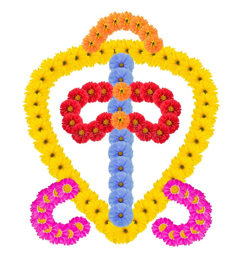 Native symbol power of love, made from flowers isolated royalty free stock photo.