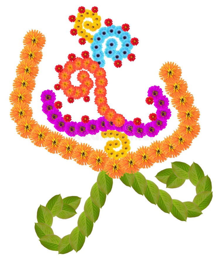 Native symbol of Sprng time made from flowers isolated stock photography.