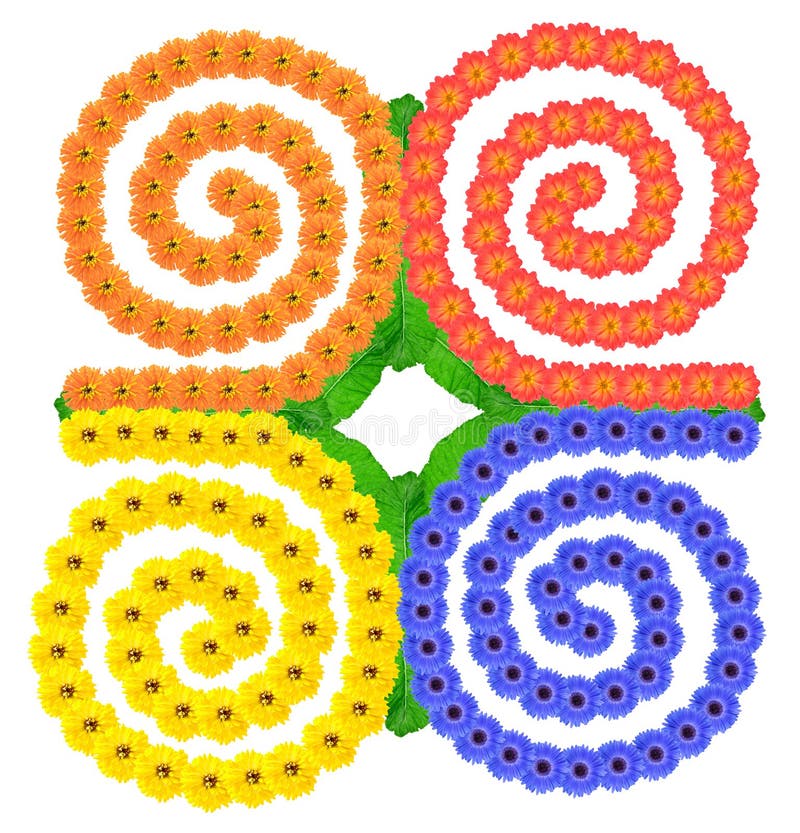 Native symbol of Unity in Strength made from flowers isolated. Isolated handmade photo collage.