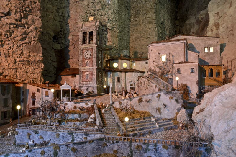 Nativity. In the ancient village of sacred mountain stock photo