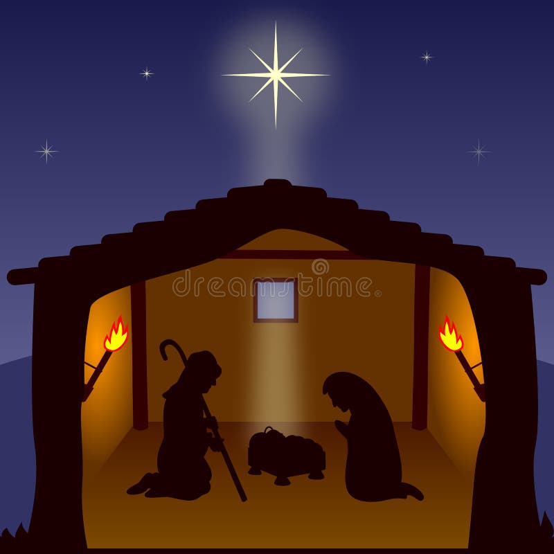 Nativity night scene. The holy family. Nativity night scene. The holy family.