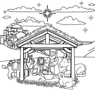 Baby Jesus Manger Line Drawing Stock Illustrations – 180 Baby Jesus ...