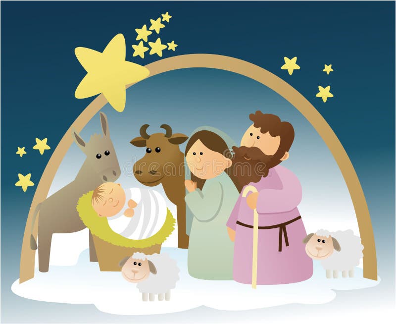 Christmas nativity scene with holy family