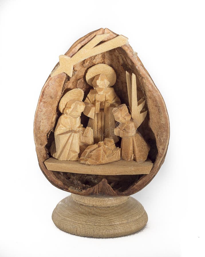 Nativity Scene In A Nutshell Stock Photo - Image of 