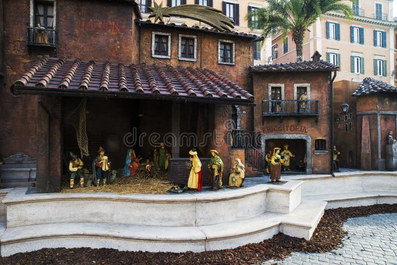 Nativity Scene on the Spanish Steps Rome Editorial Photo Image of