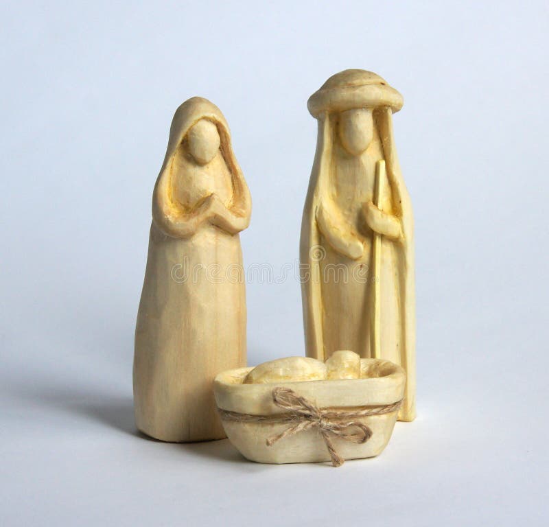 Nativity scene with wooden figurines