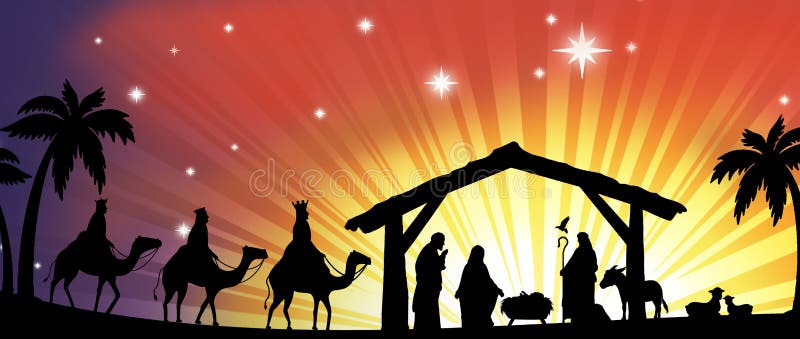 Nativity Silhouette , Jesus Family Stock Illustration - Illustration of ...