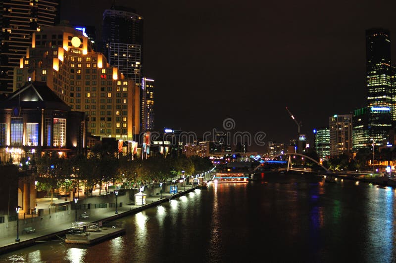 Southbank and Melbourne city at night from St kilda road bridge. Southbank and Melbourne city at night from St kilda road bridge