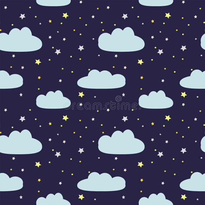 Natthimmel med moln och stjärnor