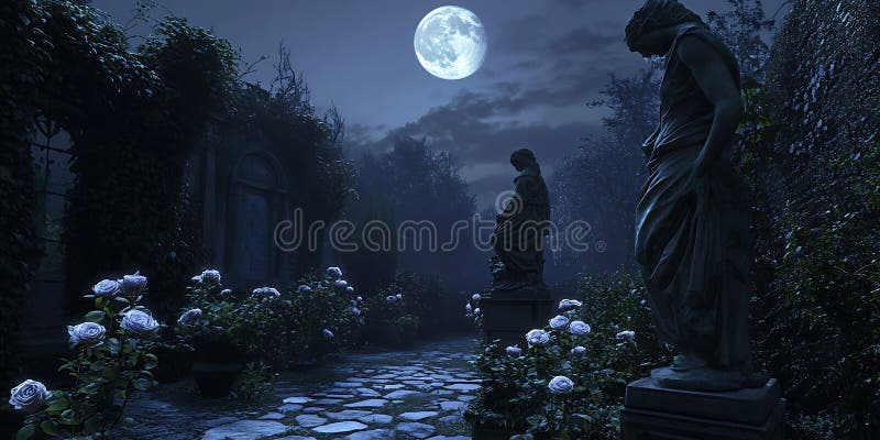 Nattscene Moonlit Forest Silhouette vektor illustrationer