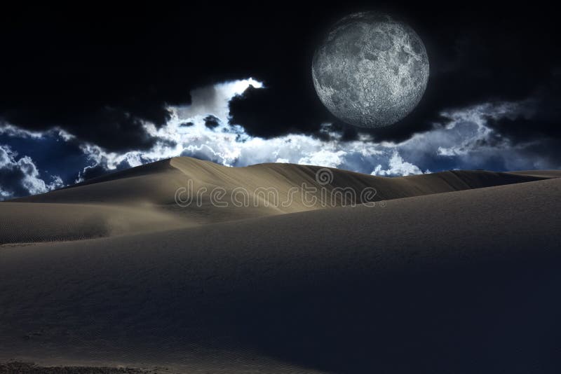 Desert with moon at night. Desert with moon at night