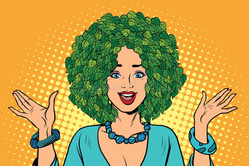 Natura delle piante verdi dei capelli della donna di Eco illustrazione di stock Natura delle piante verdi dei capelli della donna di Eco illustrazione di stock