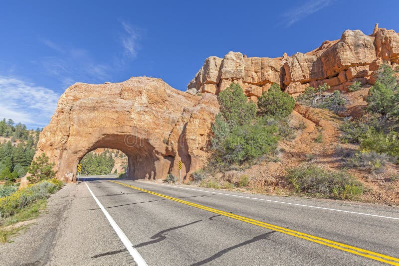 Natural arch road tunnel on the Scenic Byway 12. royalty free stock image Natural arch road tunnel on the Scenic Byway 12. royalty free stock image