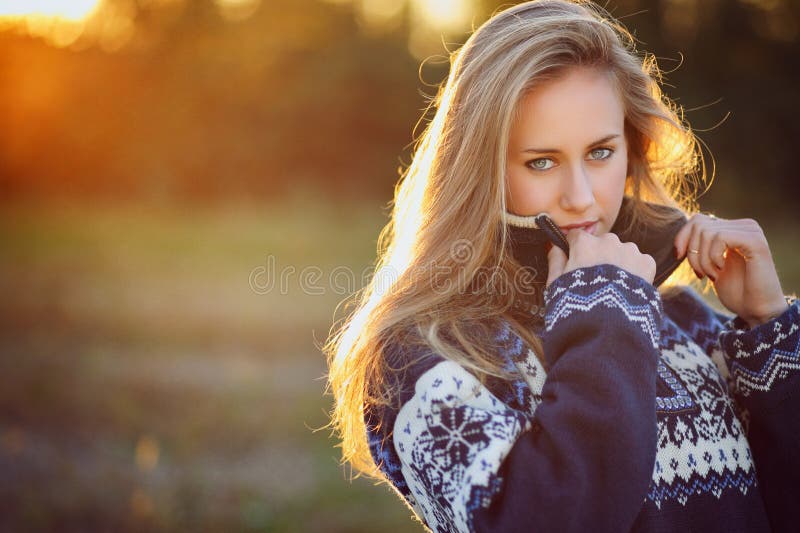 Natural backlight portrait of a beautiful girl