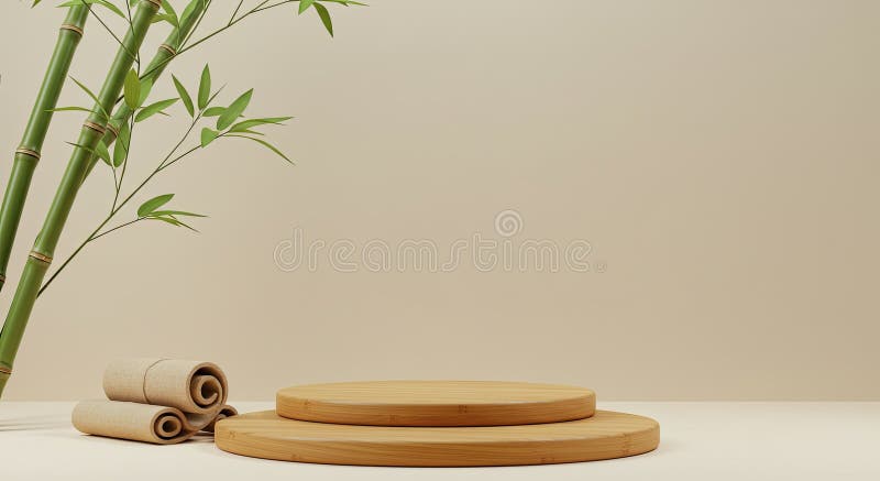 Natural bambus produs afișare podium gol scenă vector illustration
