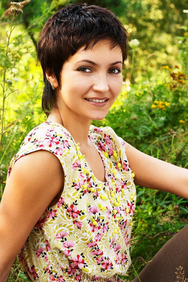 Natural beauty. stock image. Image of brunette, hair, enjoying - 440871