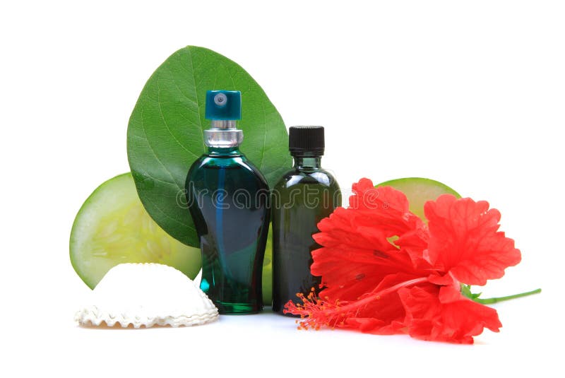 Natural body perfume and oil bottles