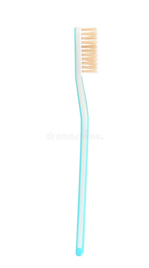 Natural Bristle Toothbrush with Blue Handle Isolated Stock Image