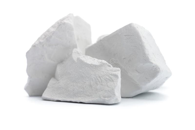 Natural Chalk Crushed in Large Chunks on a White Isolated Background