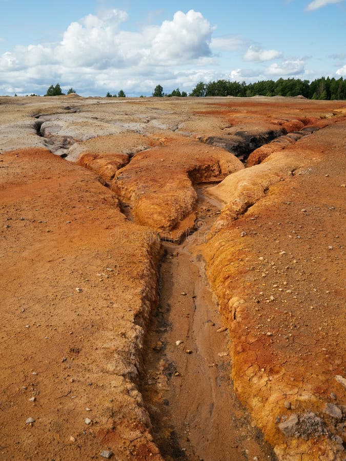 Natural Clay Quarry. Clay Mountains and Green Trees Stock Image Image