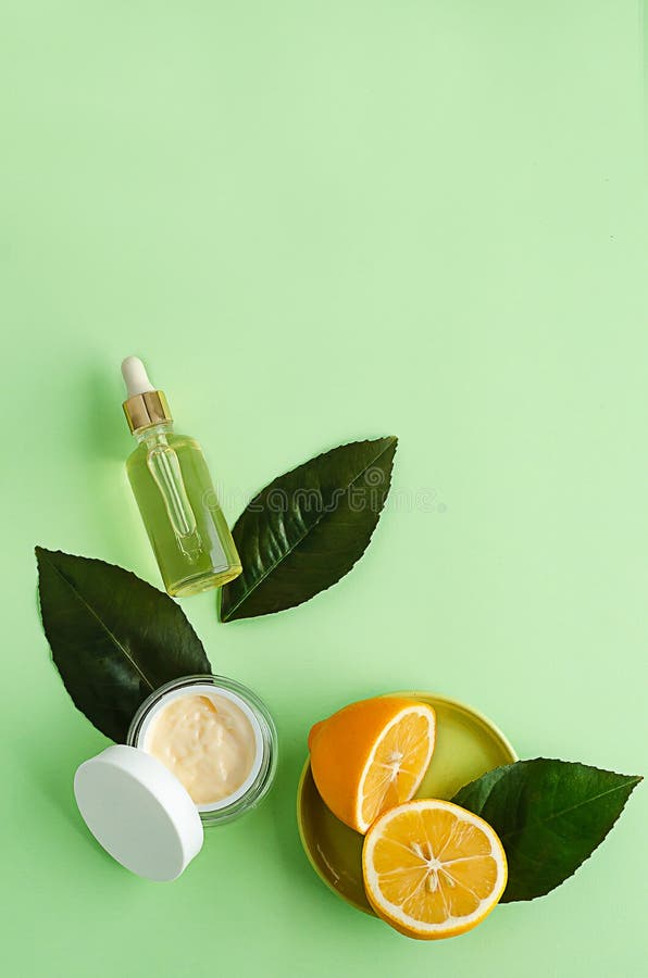 Natural Cosmetic Product with Vitamin C for Skin Care. Stock Photo - Image  of background, bright: 173537922