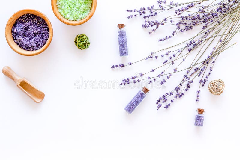 Natural Cosmetics with Lavender and Herbs for Homemade Spa on White ...