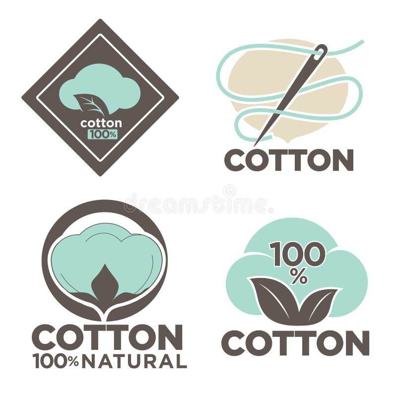 Cotton Isolated Icons Pure and Organic Product Vector Textile Industry ...