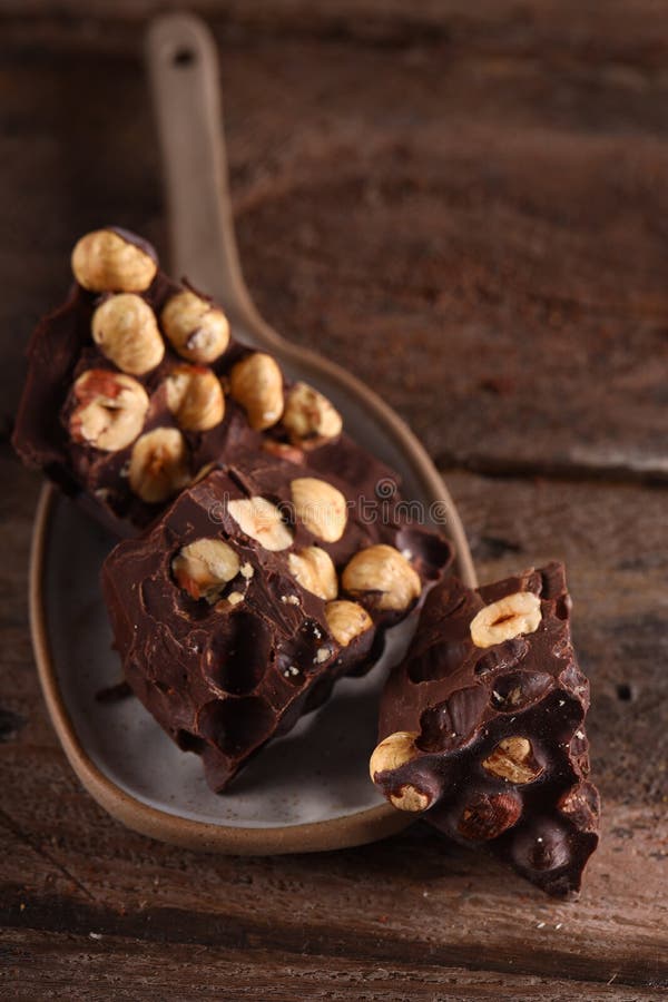 Natural Dark Chocolate with Nuts Stock Photo Image of sugar, healthy