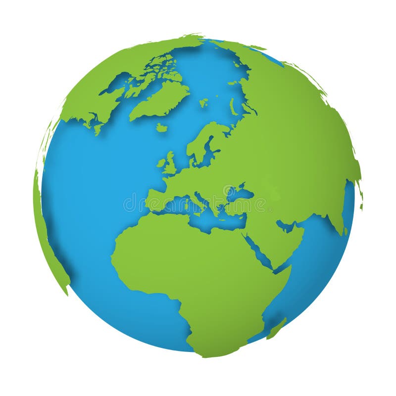 Download Natural Earth Globe 3d World Map With Green Lands Dropping Shadows On Blue Seas And Oceans Vector Illustration Stock Vector Illustration Of America Drop 143823749