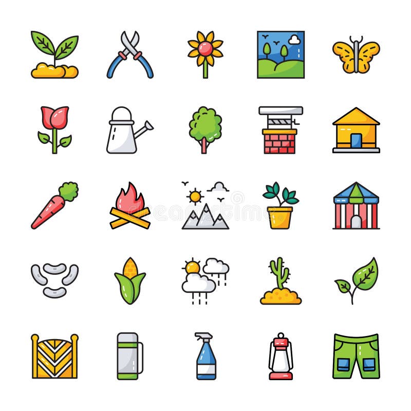 Natural Elements Icon Set stock vector. Illustration of sprout - 145731896