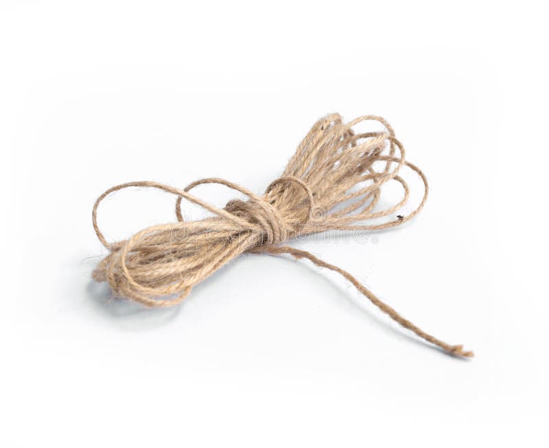 Natural Fiber Brown Thread Yarn, String or Rope Isolated on White