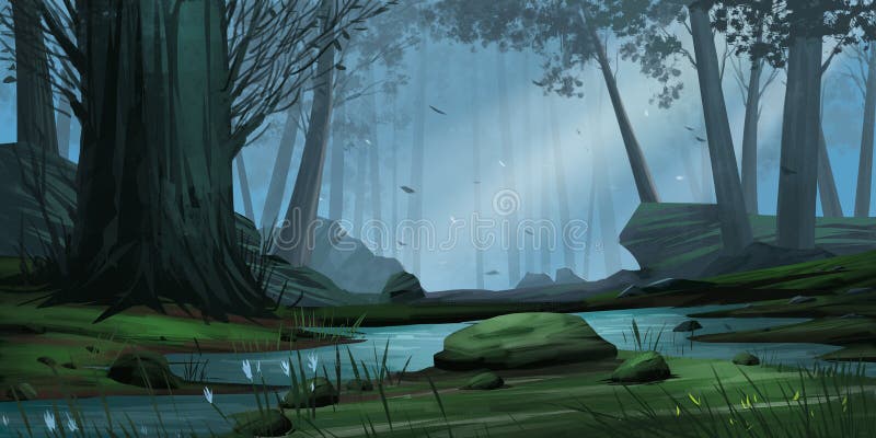 Natural Forest Park. Fiction Backdrop. Concept Art Stock Illustration -  Illustration of background, landscape: 133640801